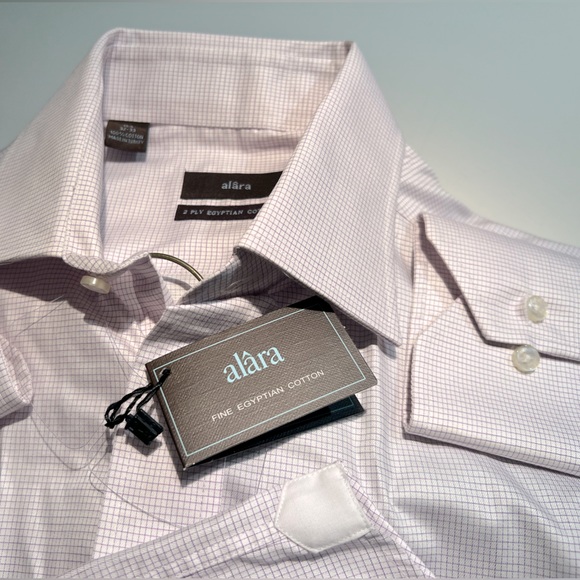 alara dress shirts NWT Alara Mens Blue White Striped Egyptian Cotton Dress Shirt Size 15/32-33